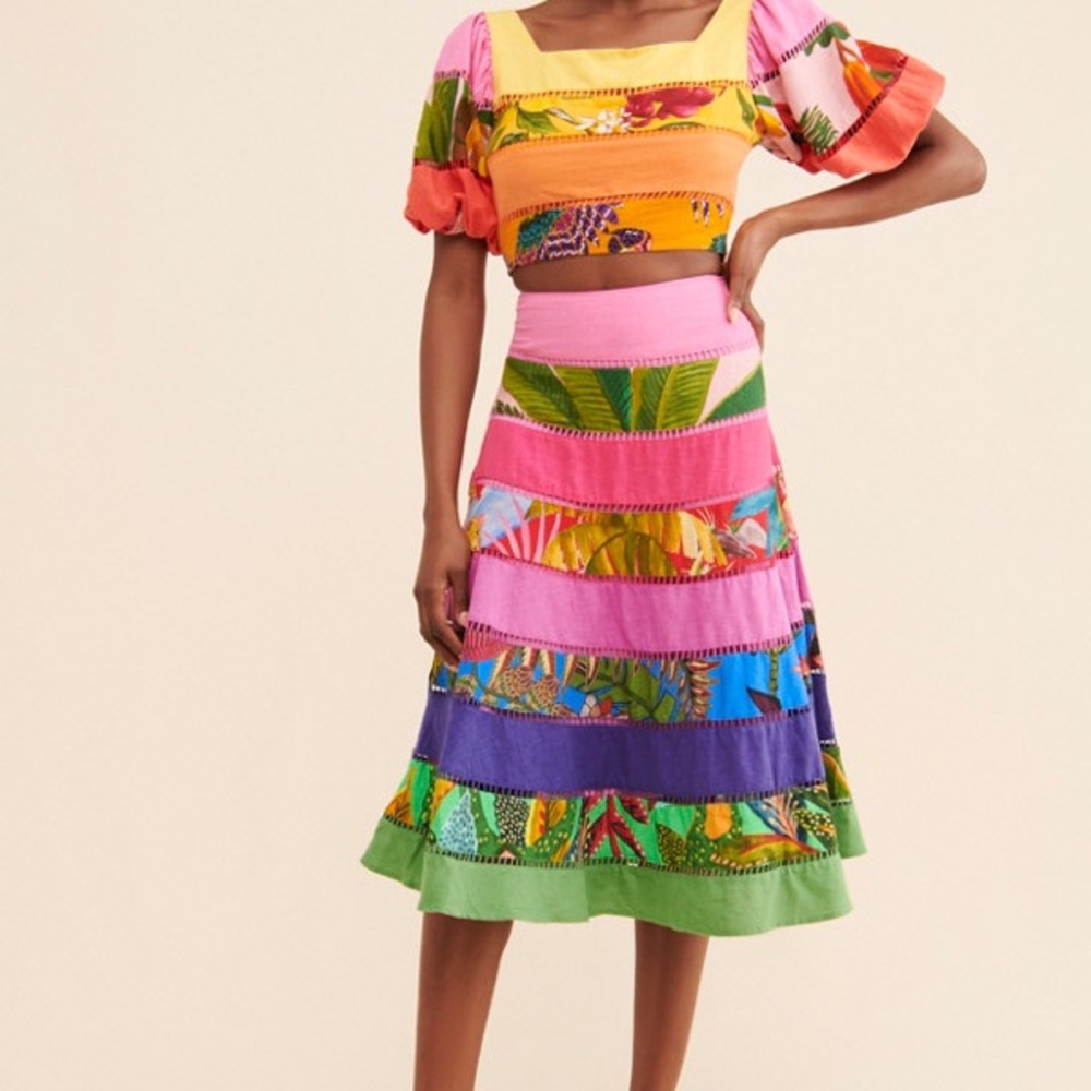 FARM Rio Rainbow Mixed Tiered Skirt + Top (Size XL and L)